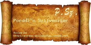 Pordán Szilveszter névjegykártya
